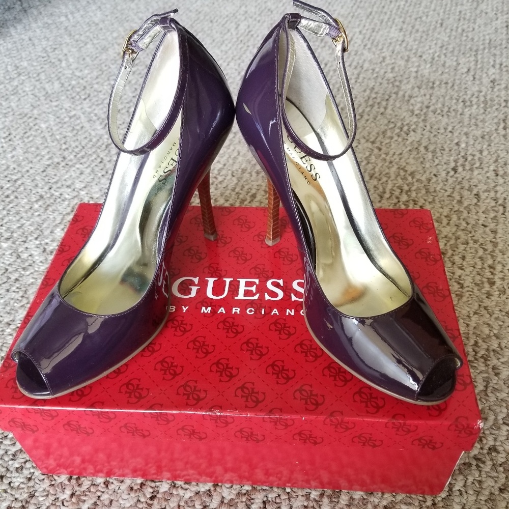 GUESS Ankle Strap Peep Toe Heels